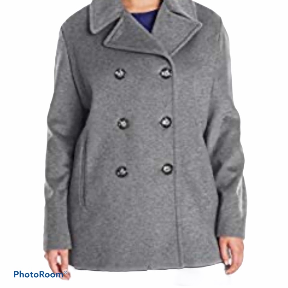 Calvin Klein NEW PeaCoat Jacket Wool Silk Blend 1X